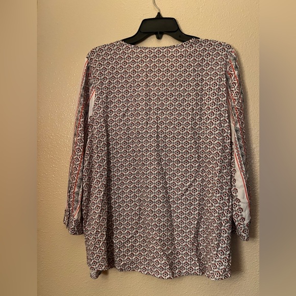 J. Jill 3/4 Sleeved V-Neck Floral Blouse L - Picture 3 of 9